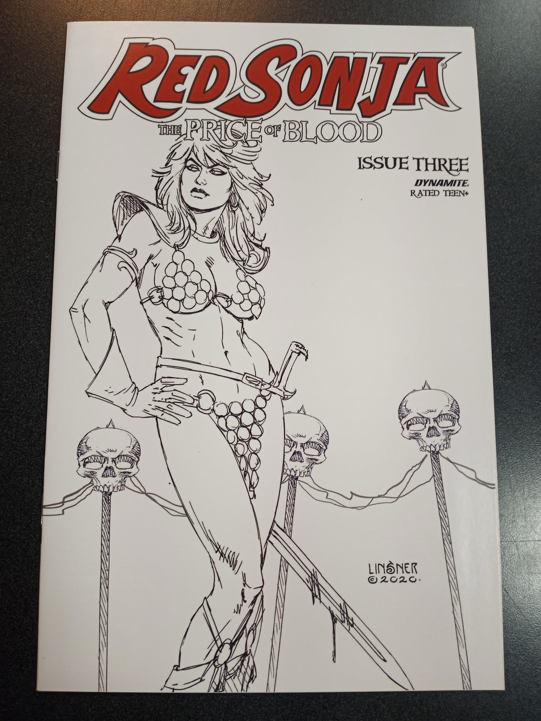 Red Sonja Price Of Blood #3 1:30 Linsner B&W Variant