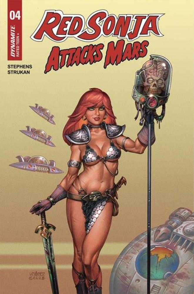 Red Sonja Attacks Mars #4 Cover A Joseph Micheal Linsner Polybagged Trading Card