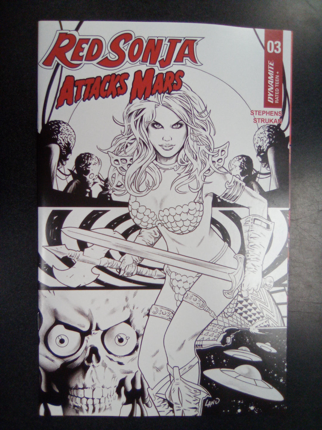 Red Sonja Attacks Mars #3 Cover J Foc 7 Copy Variant Edition Land Line Art