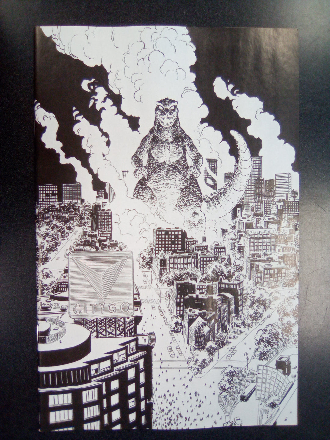 Godzilla vs. America: Boston Variant (50) (Sherman Black & White Full Art)
