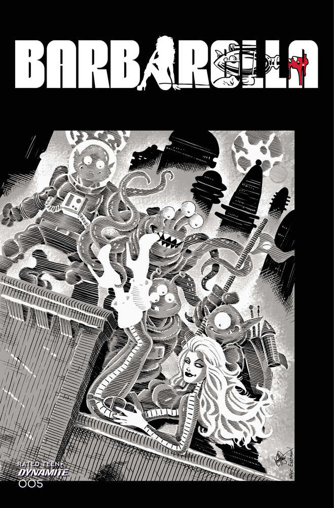 Barbarella #5 Cover P 1:11 Variant Teenage Mutant Ninja Turtles Homage Haeser Greyscale