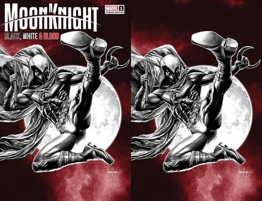 Moon Knight Black White and Blood #1 Mico Suayan Trade + Virgin Variant Set