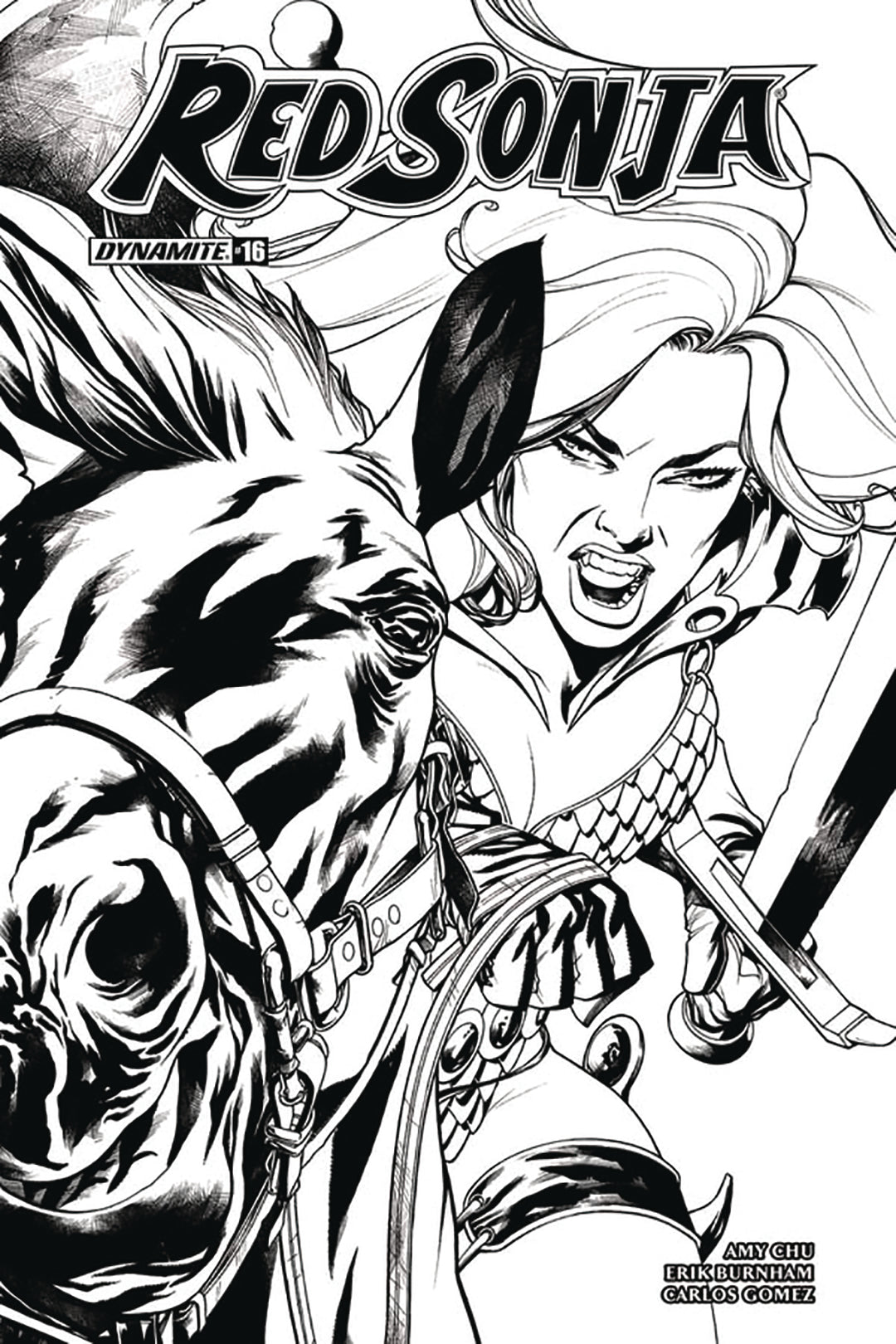 Red Sonja #16 Cover F 1:10 Mckone B&W Variant