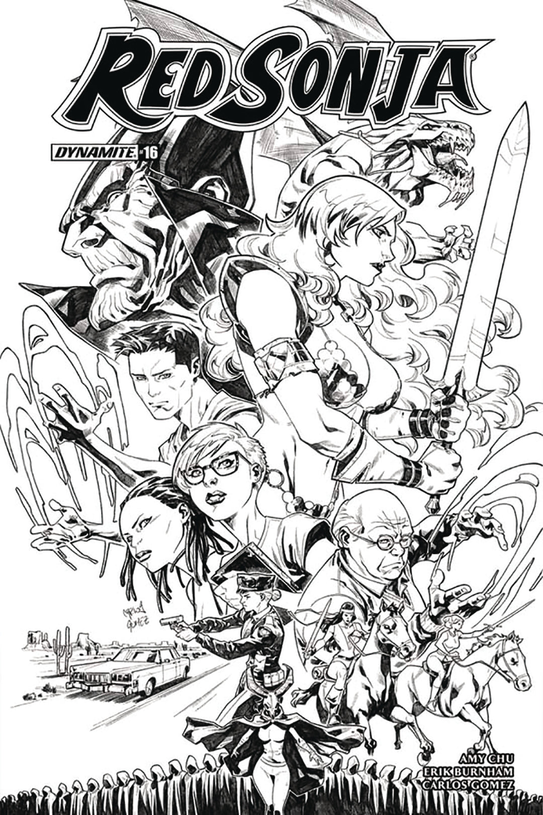 Red Sonja #16 Cover H 1:30 Gomez B&W Variant