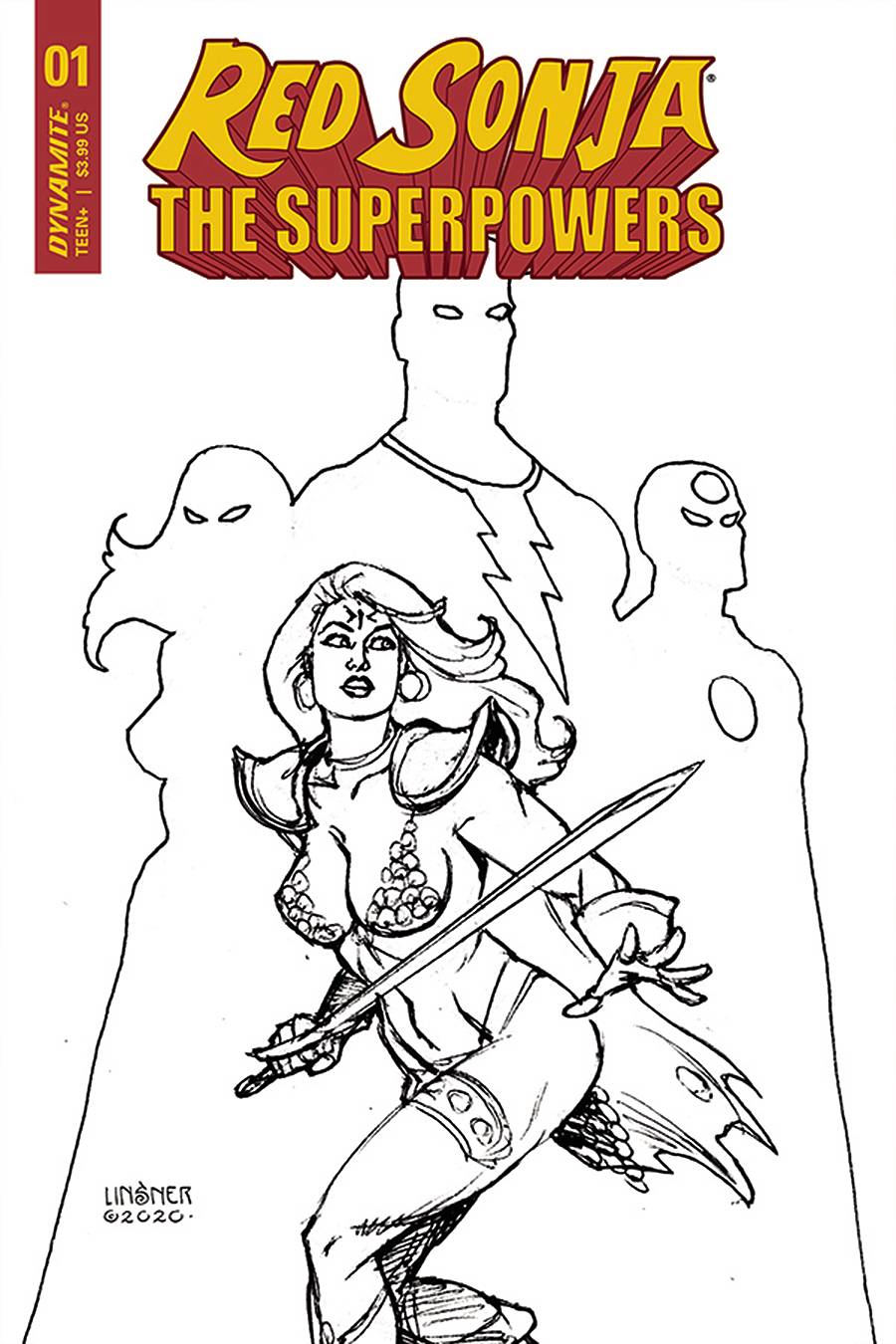 Red Sonja The Superpowers #1 1:30 Linsner B&W Variant