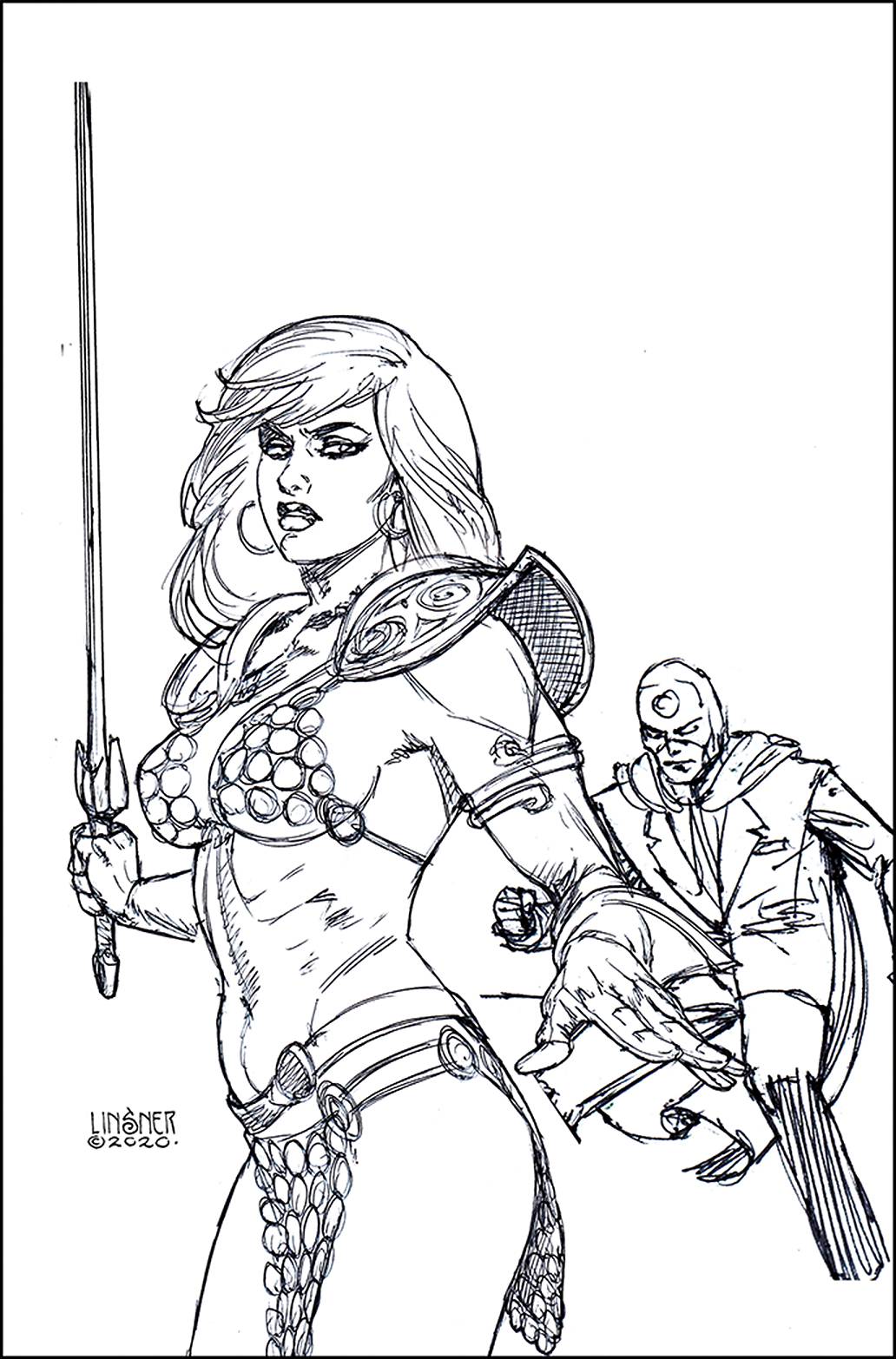 Red Sonja The Superpowers #2 1:45 Linsner B&W Virgin Variant