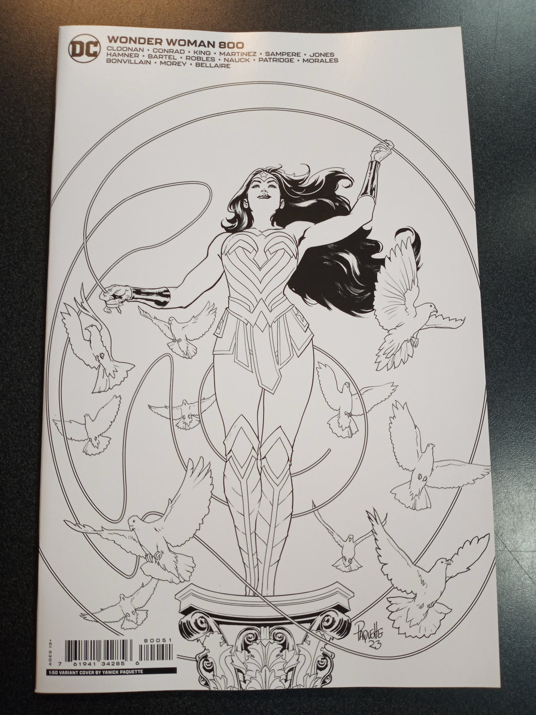 Wonder Woman #800 Cover J 1 in 50 Yanick Paquette Black & White Card Stock Variant