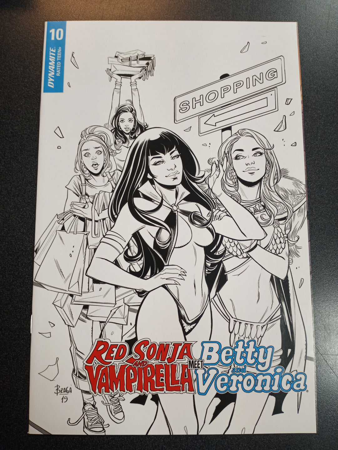 Red Sonja Vampirella Betty Veronica #10 1:20 Braga B&W In