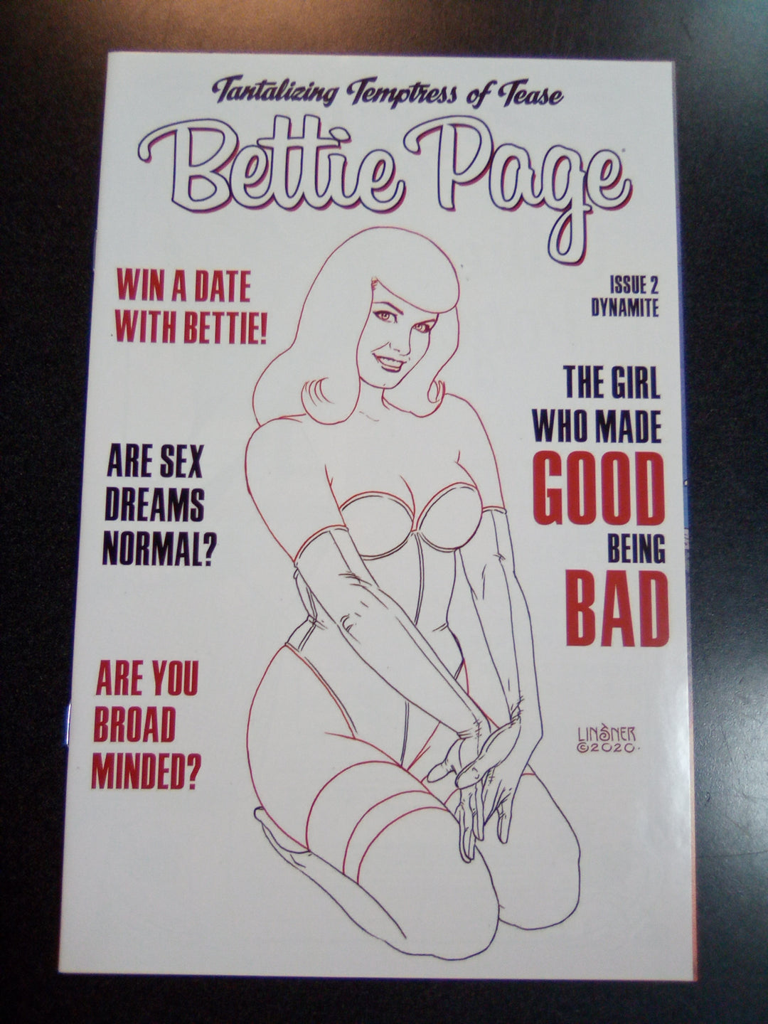 Bettie Page #2 35 Copy Linsner B&W Variant