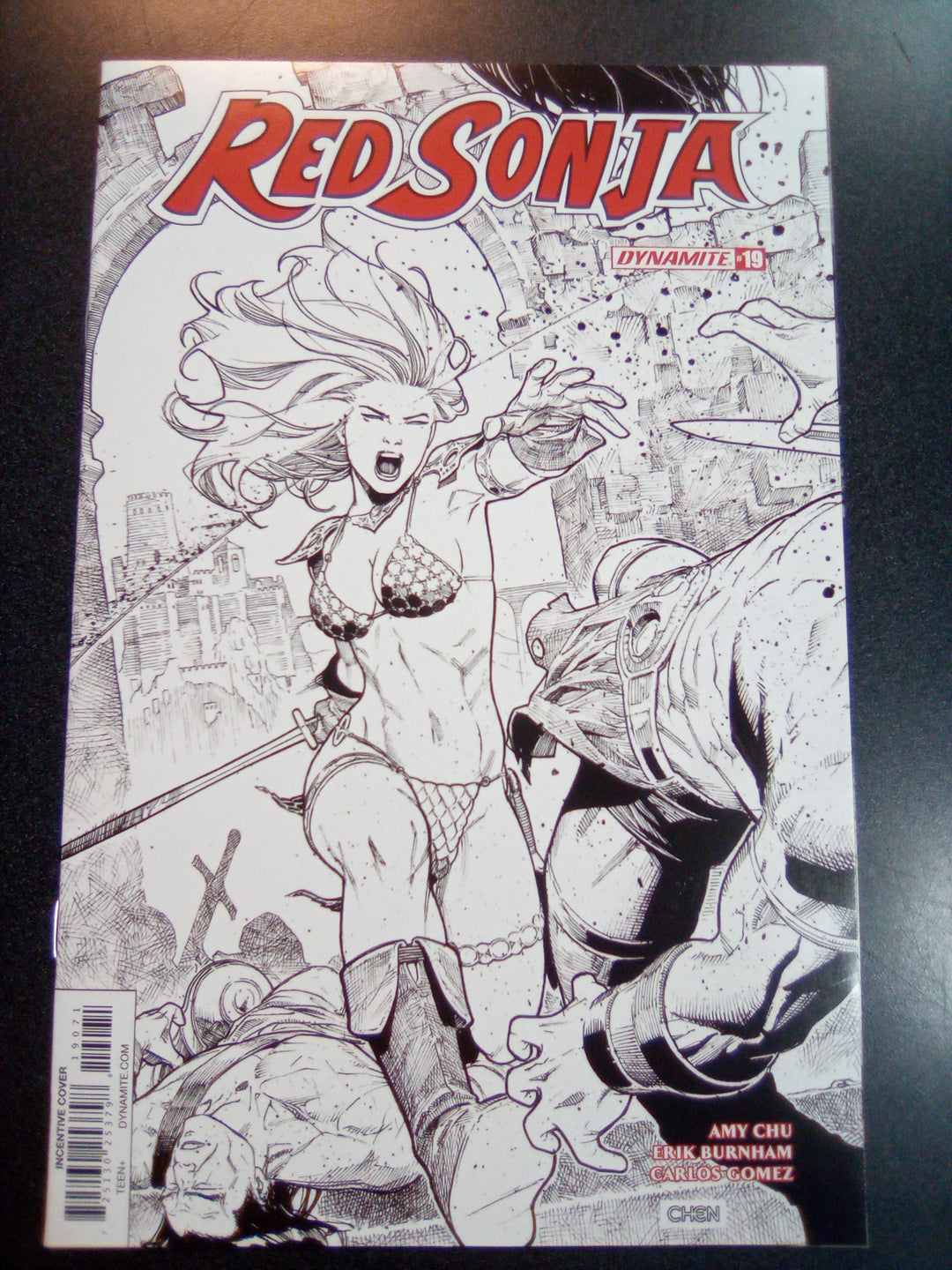 Red Sonja #19 1:20 Sean Chen B&W Variant