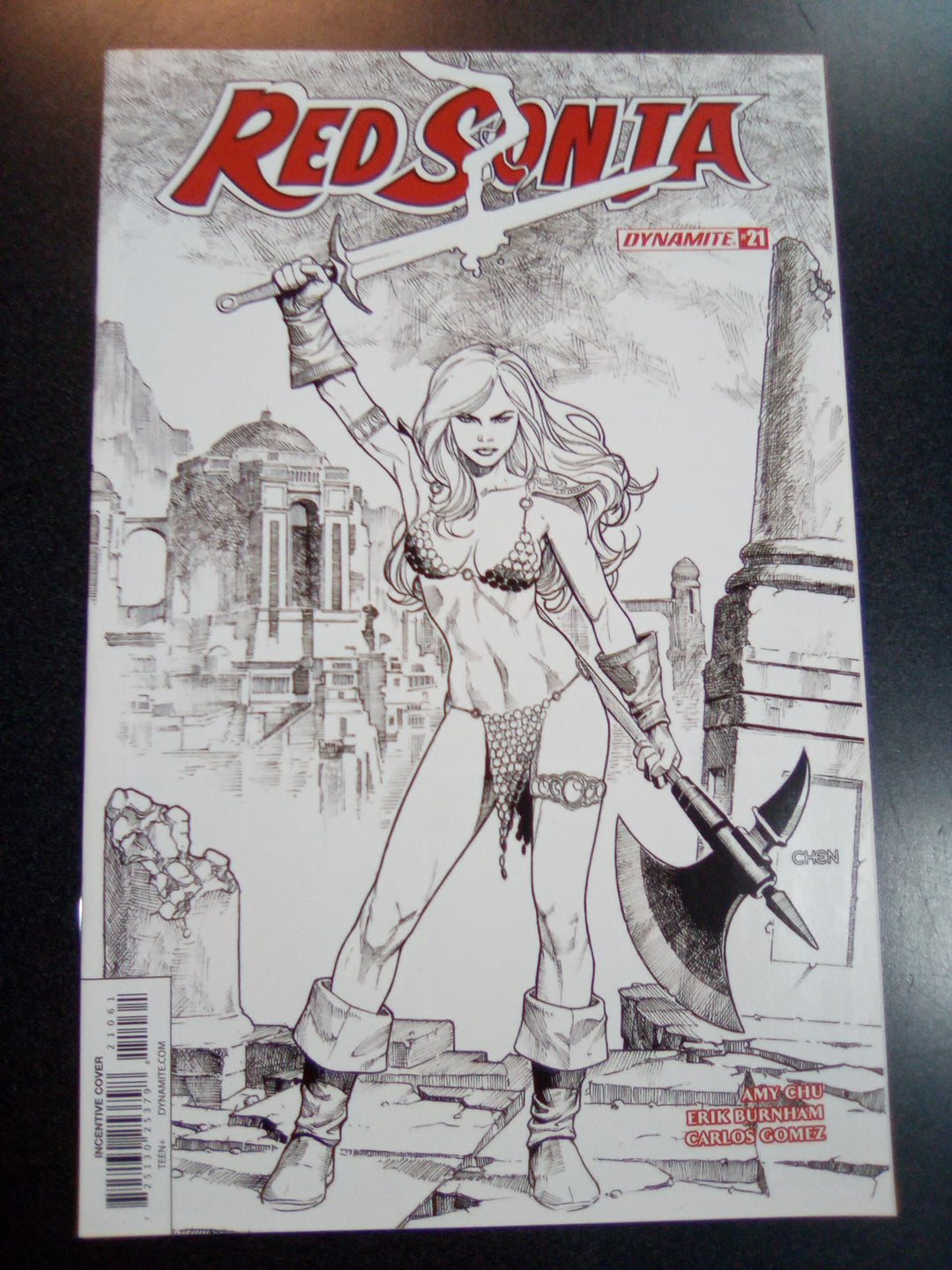 Red Sonja #21 1:10 Sean Chen B&W Variant