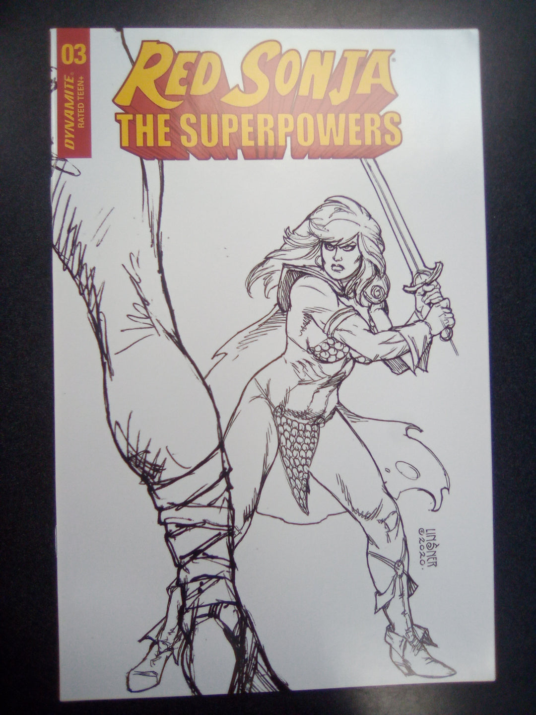 Red Sonja The Superpowers #3 1:10 Linsner B&W Variant