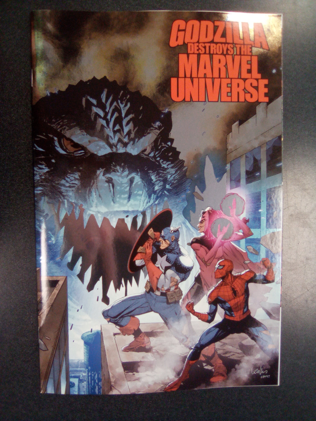 Godzilla Destroys The Marvel Universe #1 Leinil Yu Foil Variant