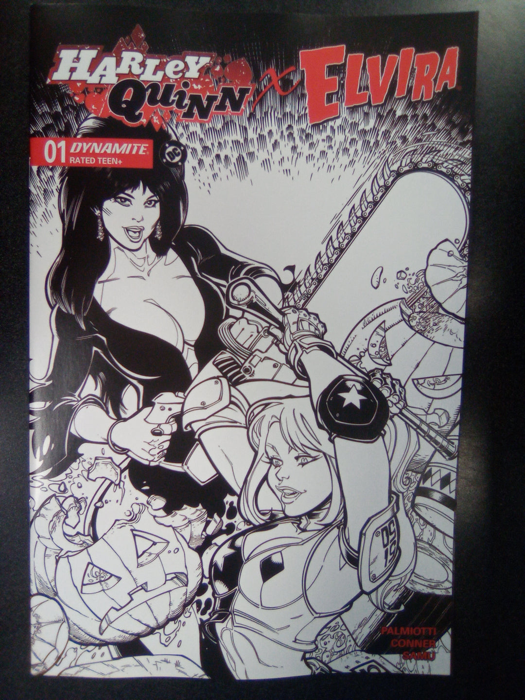 Harley Quinn X Elvira #1 Cover O 1:10 Chad Hardin Line Art Variant