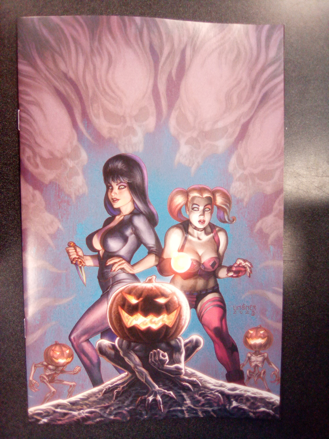 Harley Quinn X Elvira #1 Cover T Inc 1:30 Joseph Michael Linsner Full Art Variant