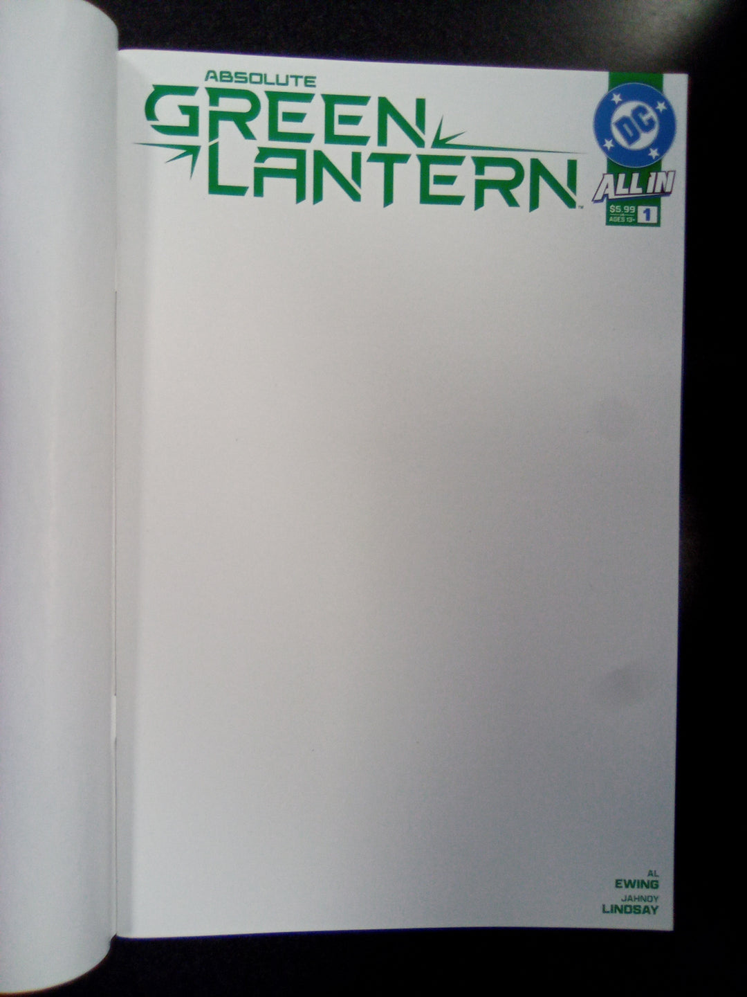 Absolute Green Lantern #1 Cover H Blank Card Stock Variant