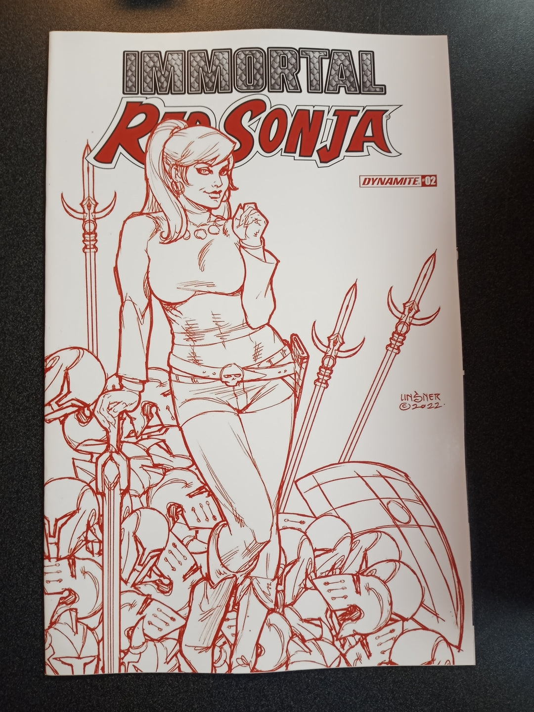 Immortal Red Sonja #2 1:15 Cover T Linsner Red Tint Variant