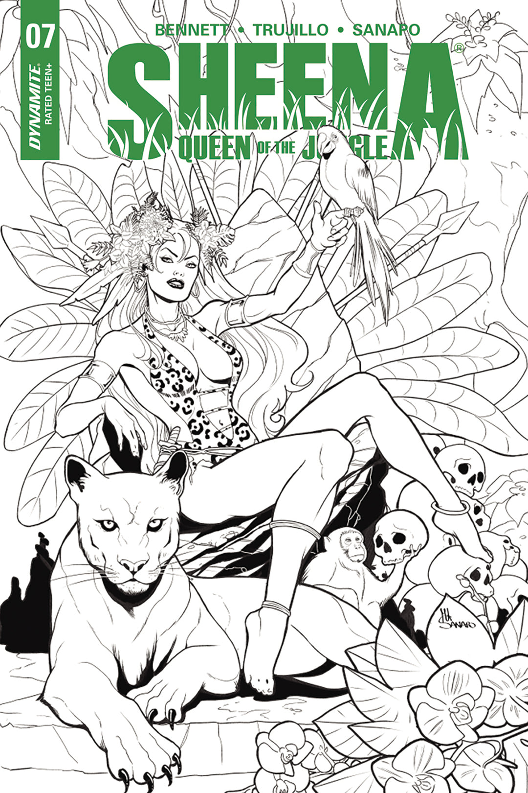 Sheena #7 Cover E 1:10 Sanapo B&W Variant