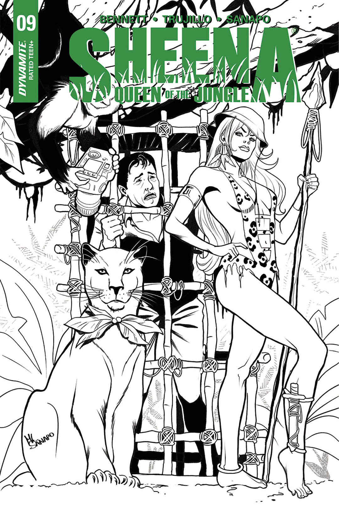 Sheena #9 Cover E 1:10 Sanapo B&W Variant