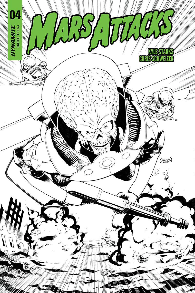 Mars Attacks #4 1:20 Coleman B&W Variant