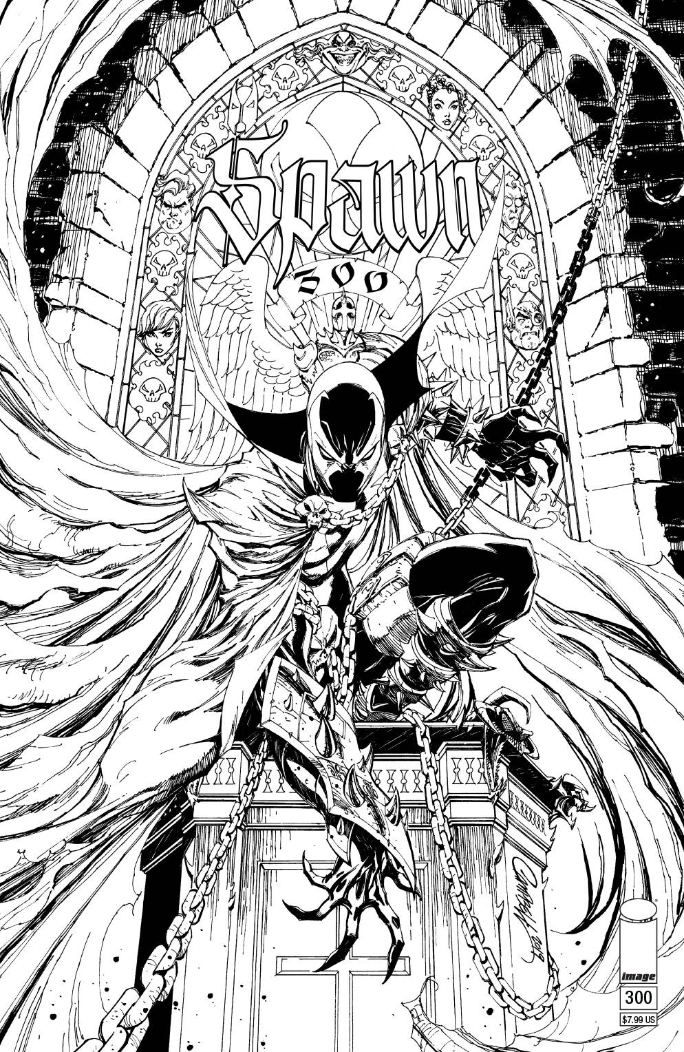 Spawn #300 Cover N Campbell B&W