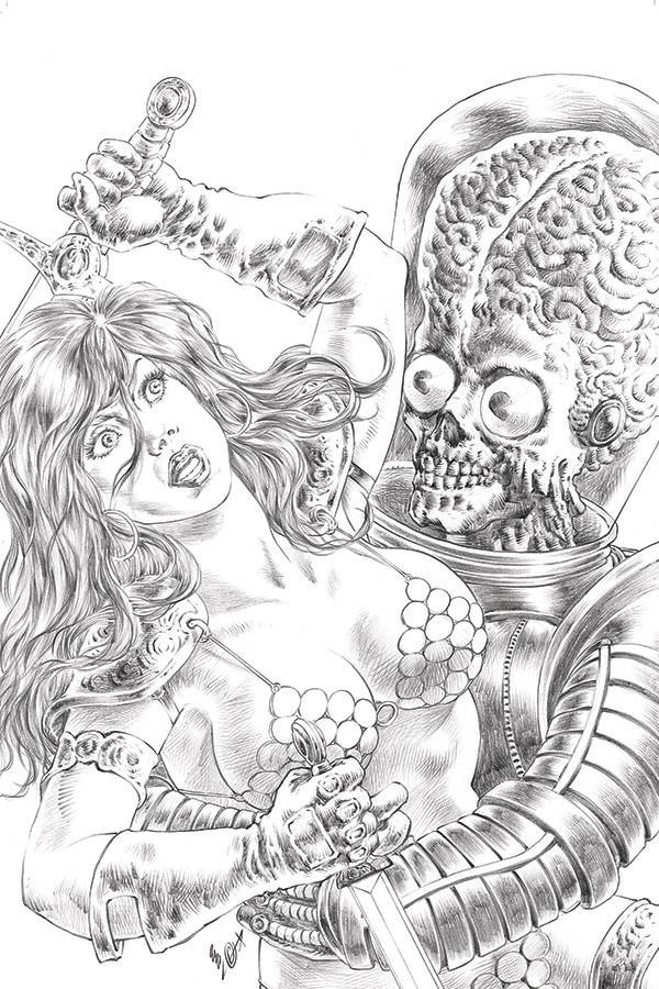 Mars Attacks Red Sonja #1 1:15 Quah B&W Virgin Foc Variant