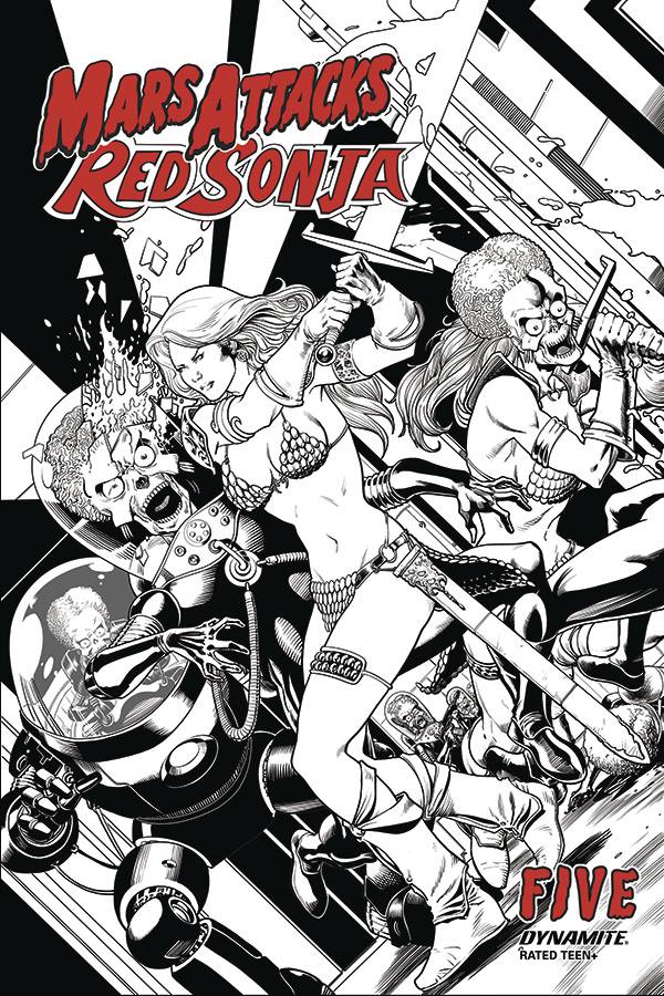 Mars Attacks Red Sonja #5 1:10 Kitson B&W Variant