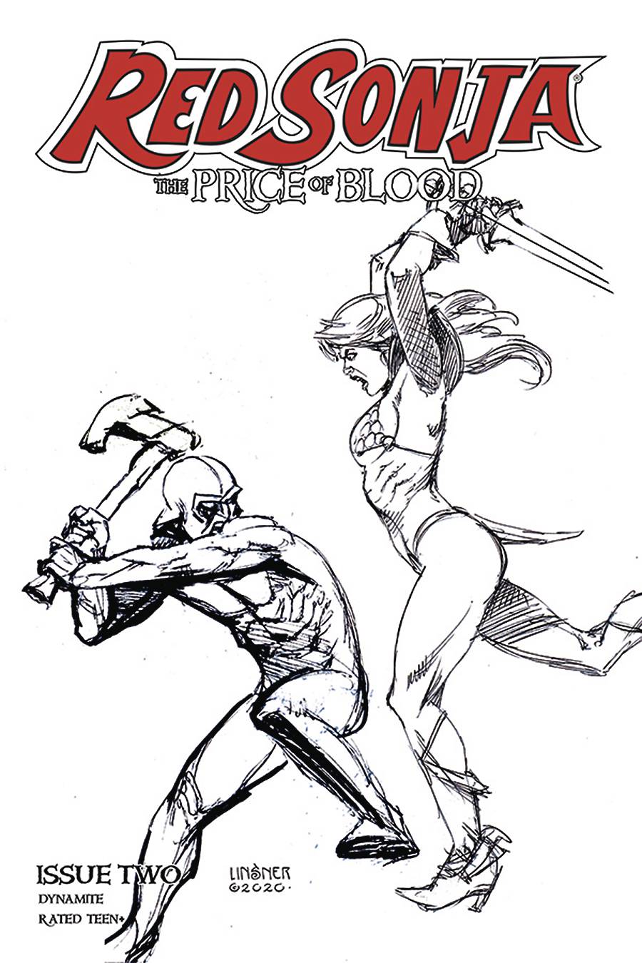 Red Sonja Price Of Blood #2 1:30 Linsner B&W Variant