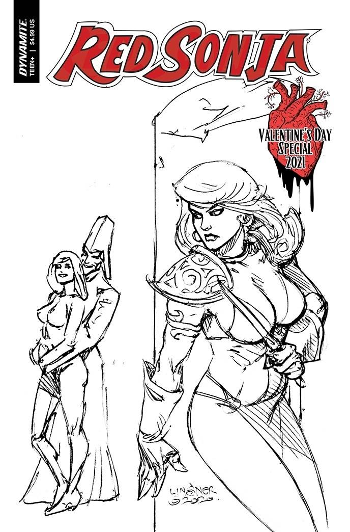 Red Sonja Valentines Sp One Shot 1:20 Linsner B&W Variant