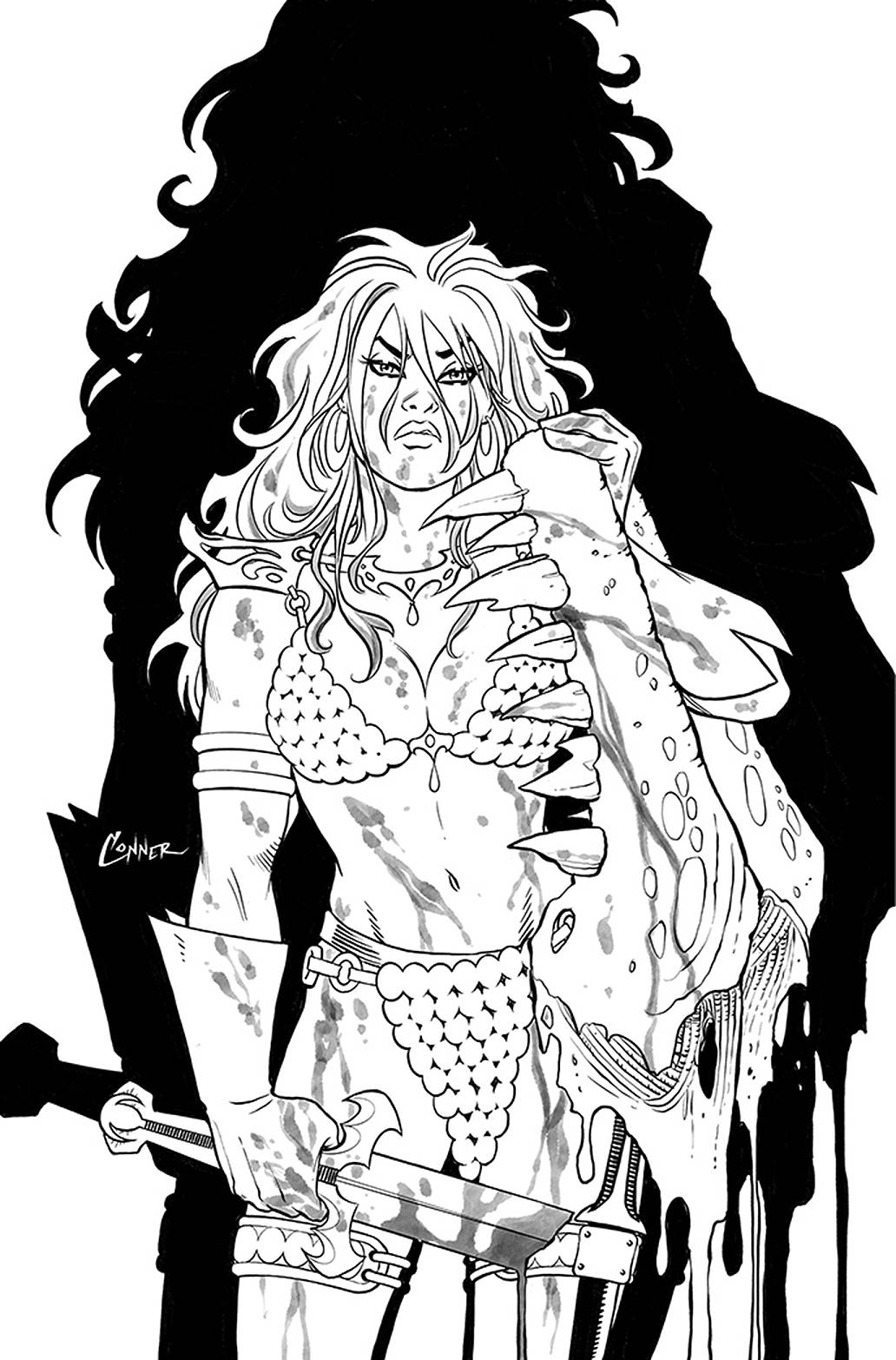 Invincible Red Sonja #2 1:40 Conner Line Art Virgin Variant