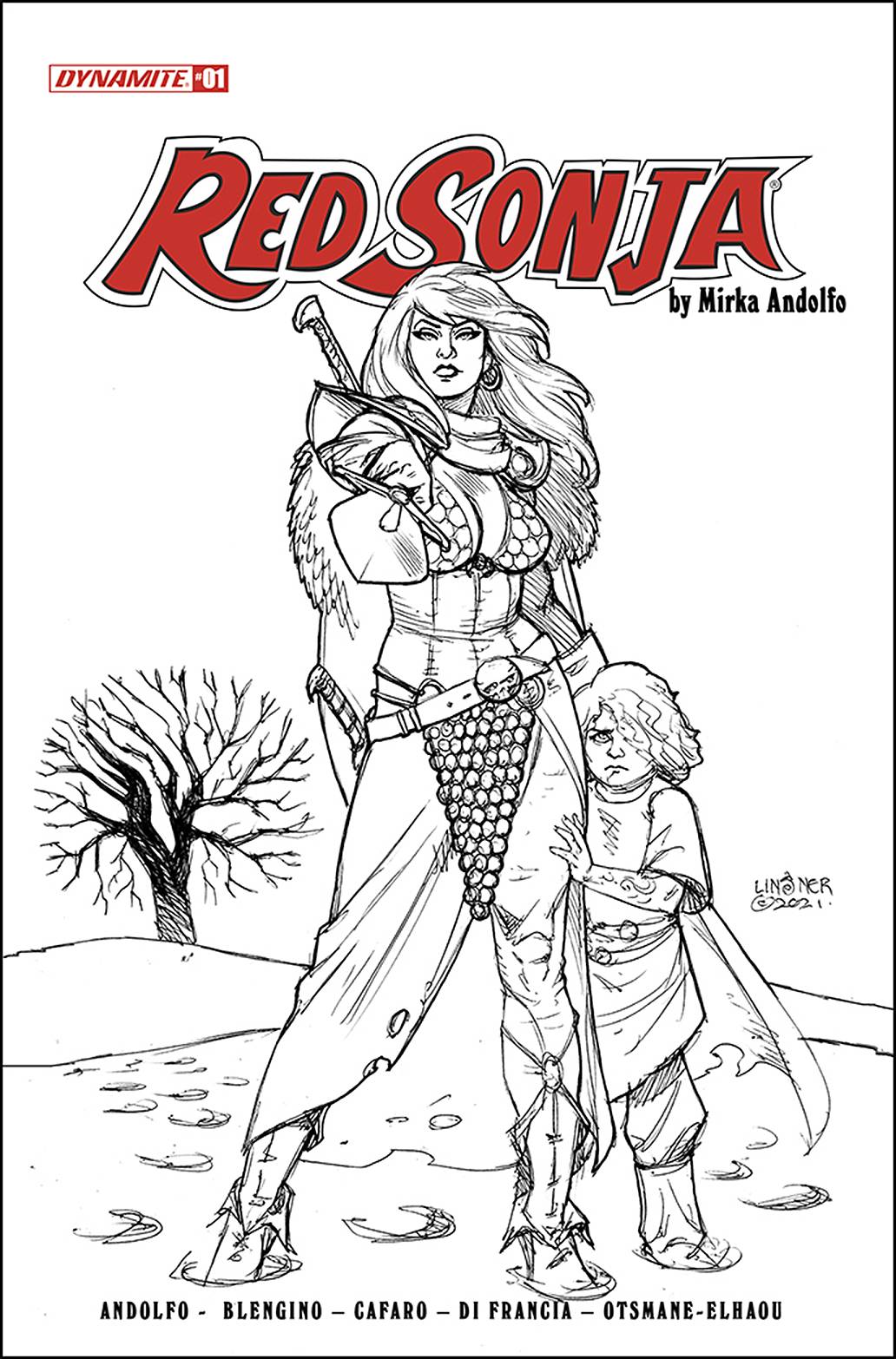 Red Sonja (2021) #1 Cover J 1:25 Variant Linsner B&W